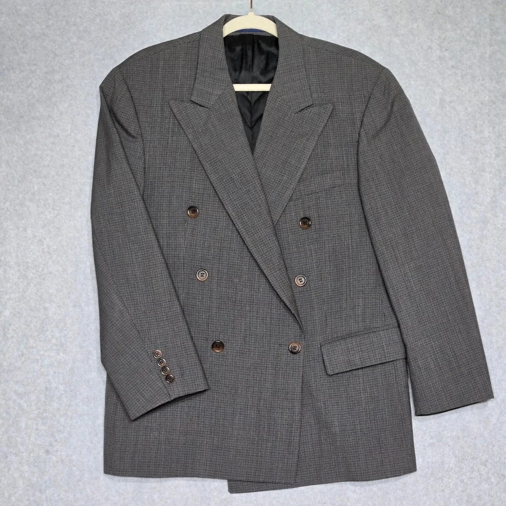 Chaps Ralph Lauren‎ Vintage Double Breasted Blazer Mens 33 Peak Lapel Pure Wool